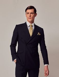 Black Twill Weave Double Breasted Slim Suit-preview2