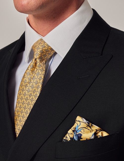 Black Twill Wool Double Breasted Slim Fit Suit-preview