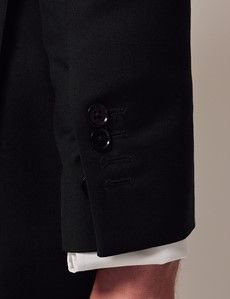 Black Twill Weave Double Breasted Slim Suit-preview9