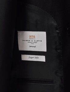 Black Twill Weave Double Breasted Slim Suit-preview4