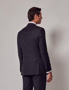 Dark Charcoal Twill Wool Double Breasted Slim Fit Suit Jacket-preview5