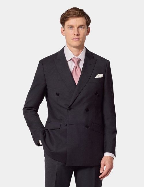 Slim Fit Dark Charcoal Twill Suit Trousers