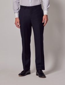 Navy Blue Twill Wool Double Breasted Slim Fit Suit-preview7