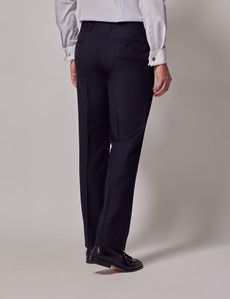 Navy Blue Twill Wool Double Breasted Slim Fit Suit-preview9