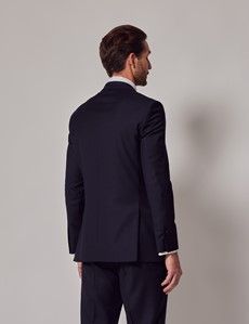 Navy Blue Twill Wool Double Breasted Slim Fit Suit-preview4