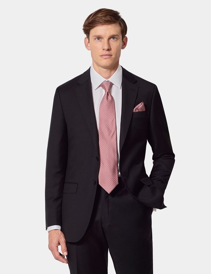 Slim Fit Black Twill Suit Jacket