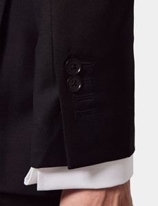 Slim Fit Black Twill Suit Jacket