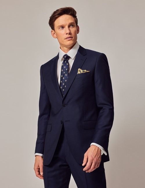 Dark Blue Twill Slim Suit Jacket