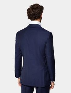 Slim Fit Dark Blue Twill Suit Jacket