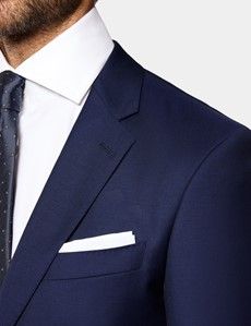 Slim Fit Dark Blue Twill Suit Jacket