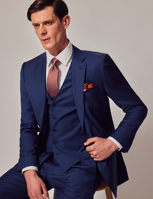 Royal Blue Twill Slim Suit Jacket
