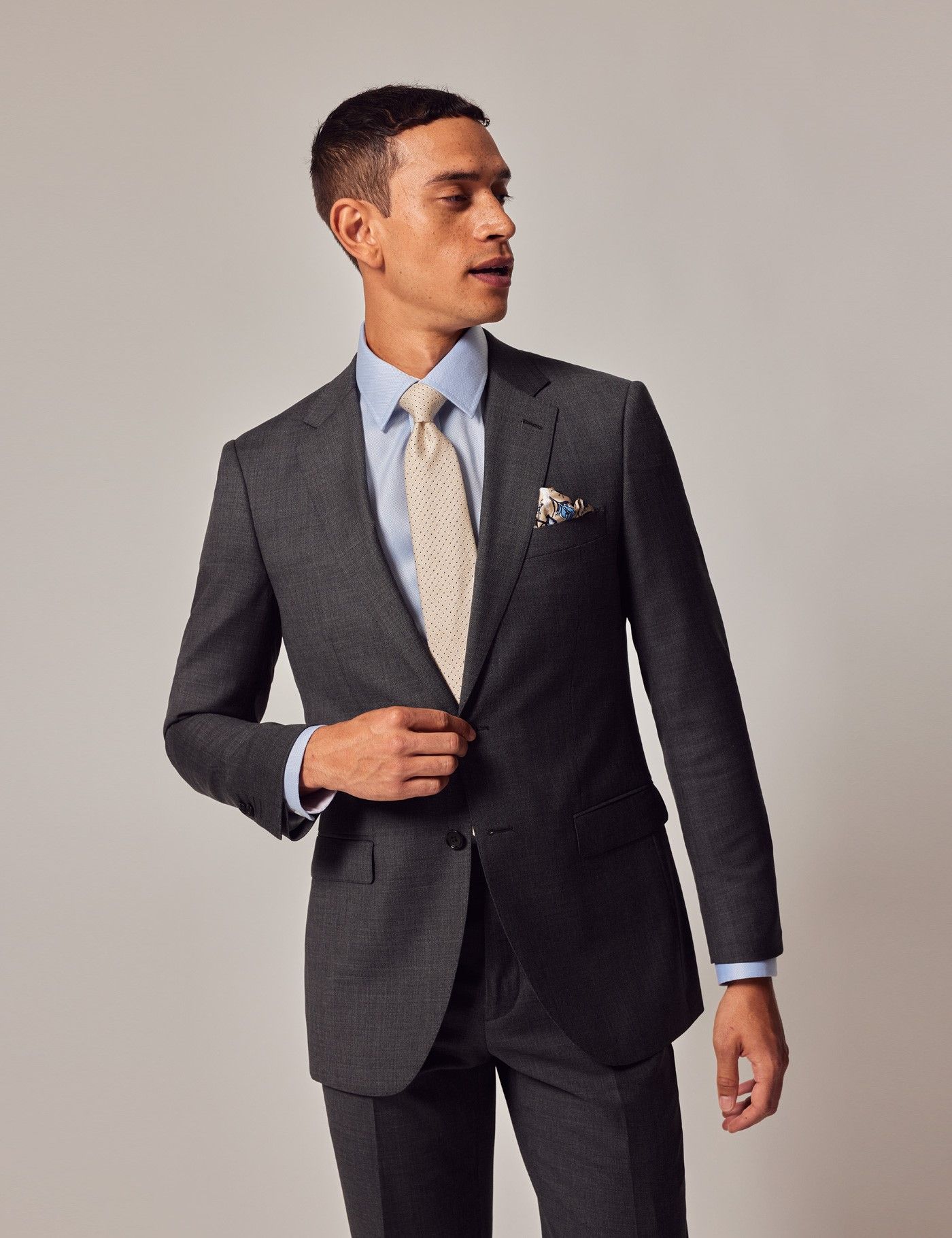 Men's Charcoal Twill Slim Fit Suit Jacket 