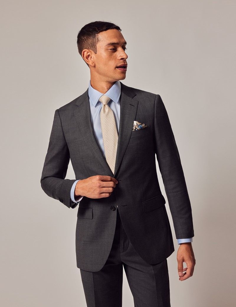 Men's Charcoal Twill Slim Fit Suit Jacket | Hawes & Curtis