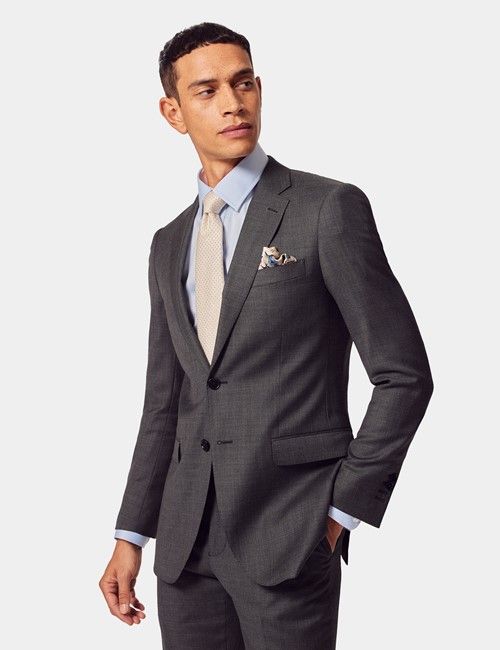 Slim Fit Charcoal Twill Suit Jacket