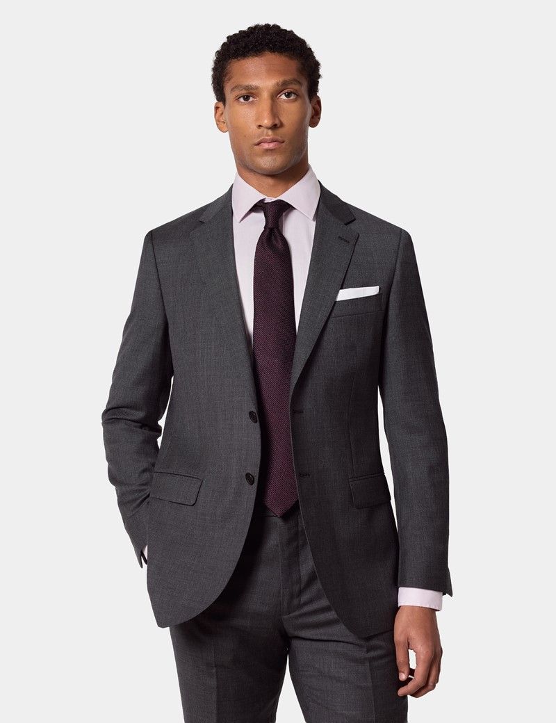 Slim Fit Charcoal Twill Suit Jacket