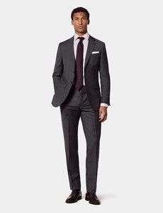 Slim Fit Charcoal Twill Suit Jacket-preview6