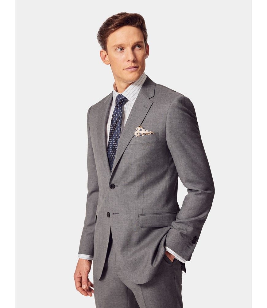 Men's Mid Grey Twill Slim Fit Suit Jacket | Hawes & Curtis