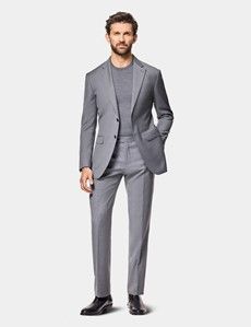 Slim Fit Mid Grey Twill Suit Jacket