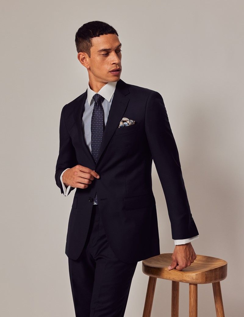 Men's Navy Twill Slim Fit Suit Jacket | Hawes & Curtis