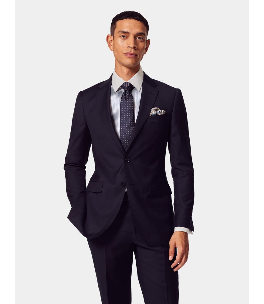 Men's Navy Twill Slim Fit Suit Jacket | Hawes & Curtis