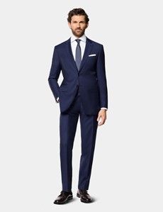 Slim Fit Dark Blue Twill Suit