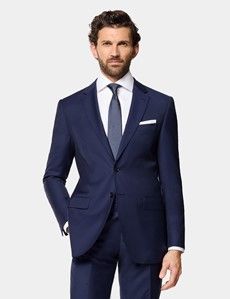 Slim Fit Dark Blue Twill Suit