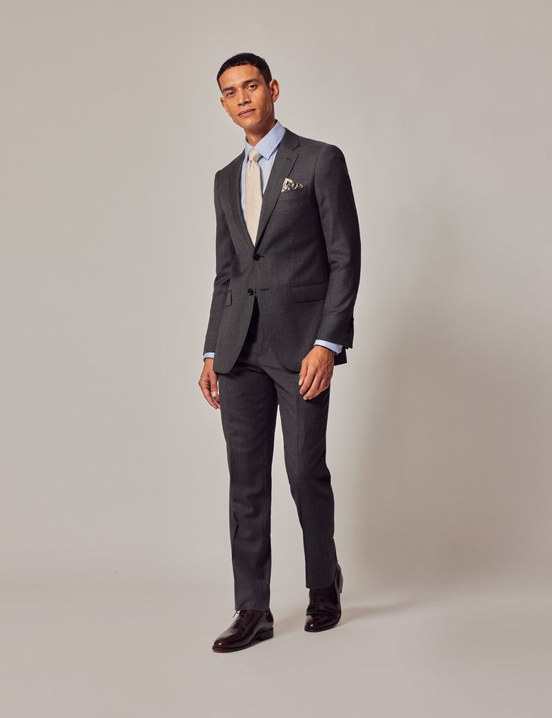 Men's Charcoal Twill Slim Fit Suit | Hawes & Curtis