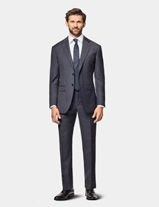 Slim Fit Charcoal Twill Suit