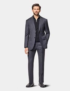 Slim Fit Charcoal Twill Suit