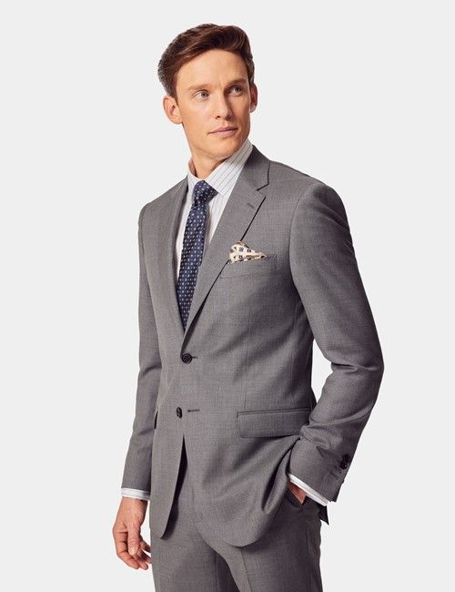 Slim Fit Mid Grey Twill Suit