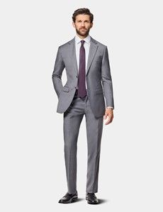 Slim Fit Mid Grey Twill Suit
