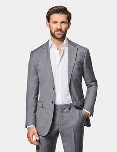 Slim Fit Mid Grey Twill Suit