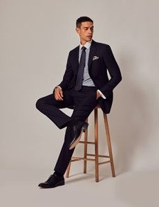 Navy Twill Wool Slim Fit Suit-preview2