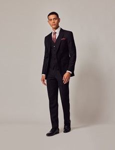 Black Twill Weave 3 Piece Slim Suit