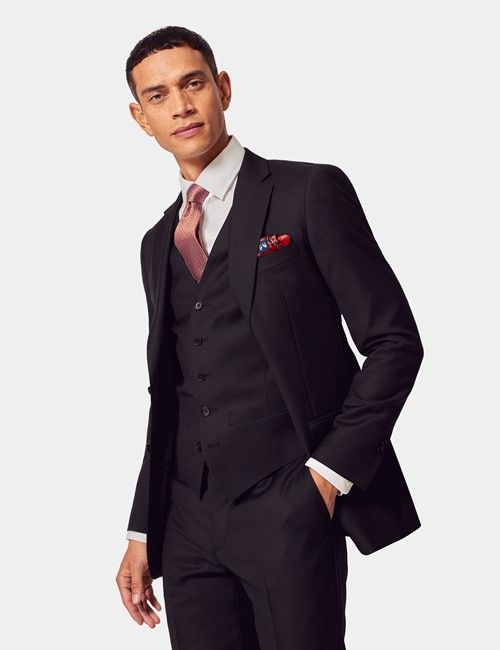Slim Fit Black Twill Suit