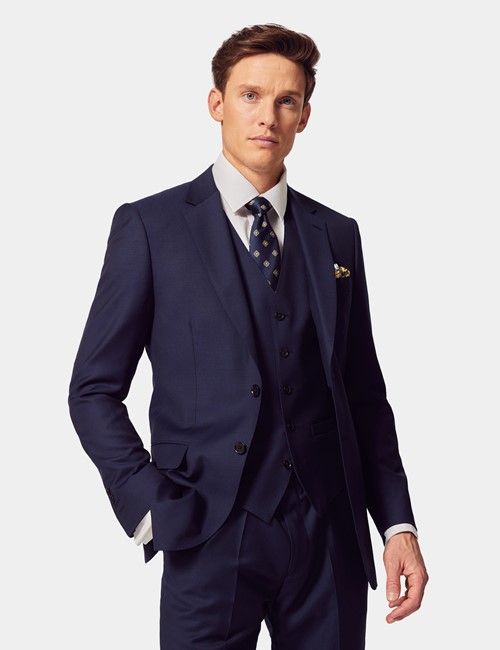 Slim Fit Dark Blue Twill Suit