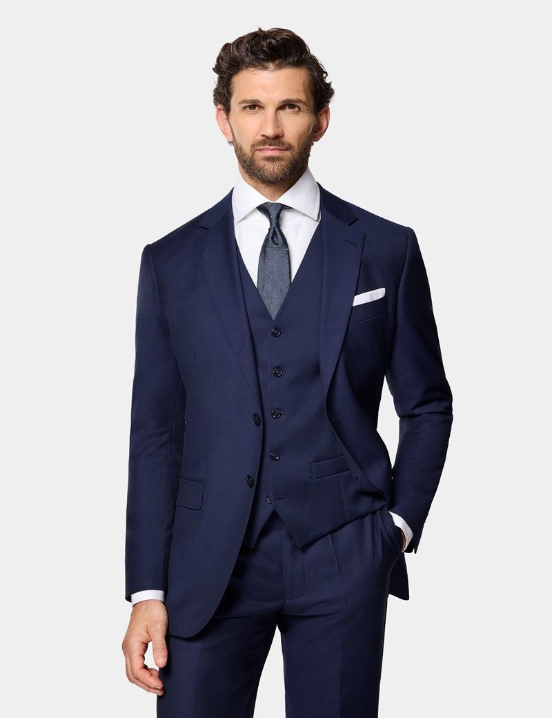 Slim Fit Dark Blue Twill Suit