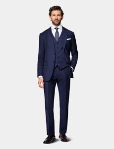 Slim Fit Dark Blue Twill Suit