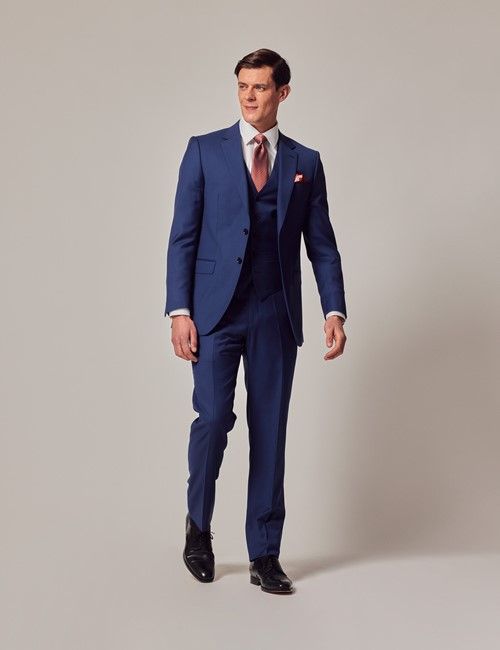 Royal Blue Twill Weave 3 Piece Slim Suit