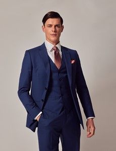 Royal Blue Twill Weave 3 Piece Slim Suit-preview2