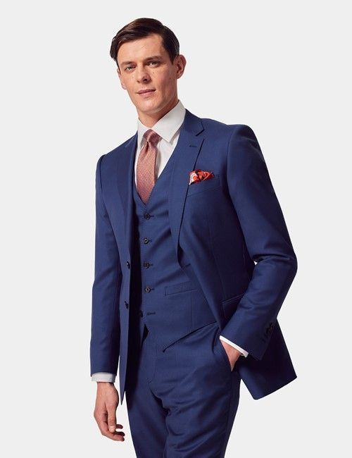 Slim Fit Royal Blue Twill Suit