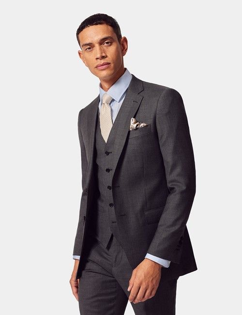 Slim Fit Charcoal Twill Suit
