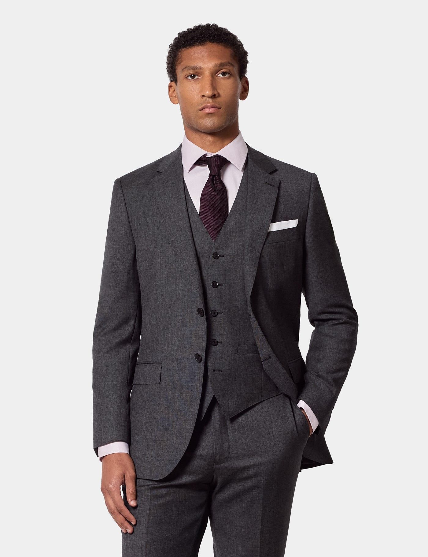Slim Fit Charcoal Twill Suit