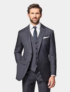 Slim Fit Charcoal Twill Suit
