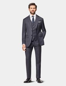Slim Fit Charcoal Twill Suit