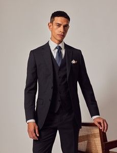 Dark Charcoal Twill 3 Piece Slim Suit-preview2