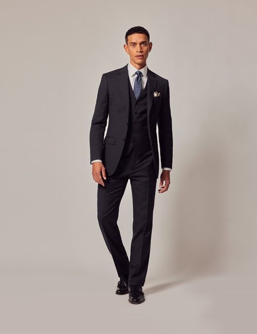 Dark Charcoal Twill 3 Piece Slim Suit