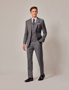Mid Grey Twill Weave 3 Piece Slim Suit-preview2