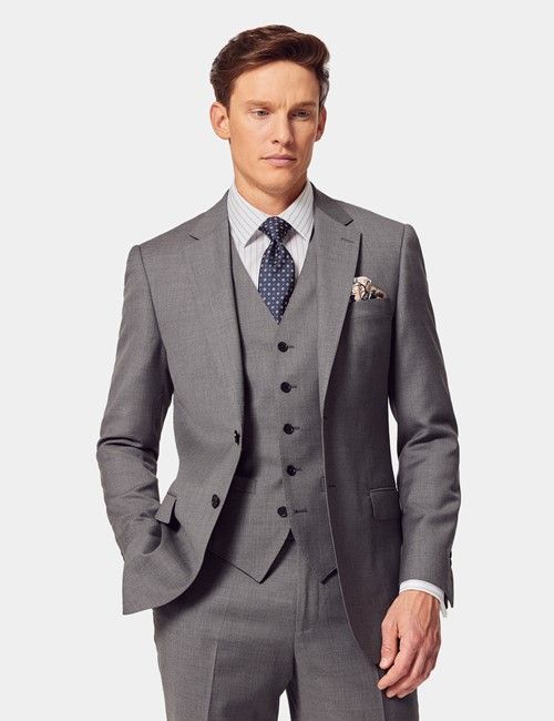 Slim Fit Mid Grey Twill Suit