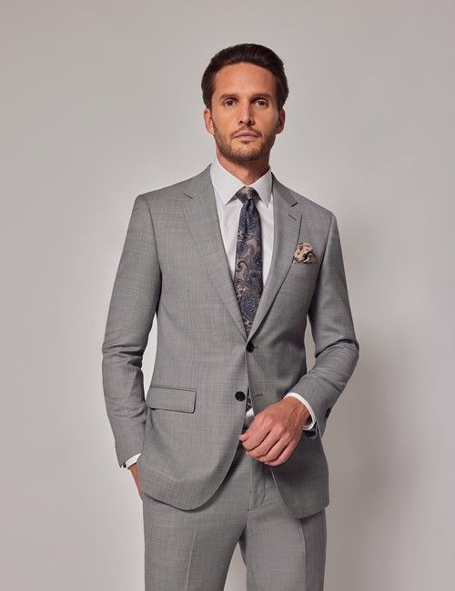 Light Grey Twill Slim Suit Jacket